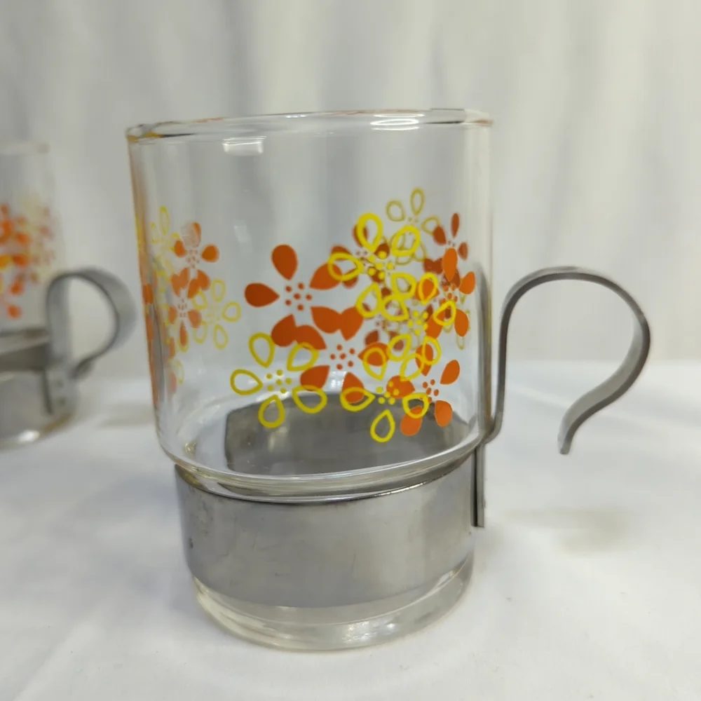 Vintage Japanese Sasaki Hardstrong Golden Flower Pattern Set Of 4 Glasses‎